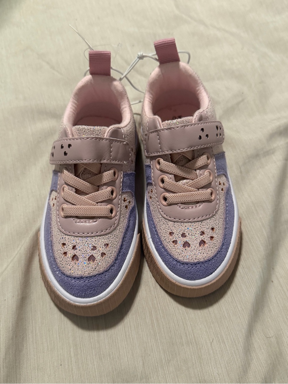 NWT Harper Canyon Toddler Glitter Sneakers Purple Pink Heart Shoes